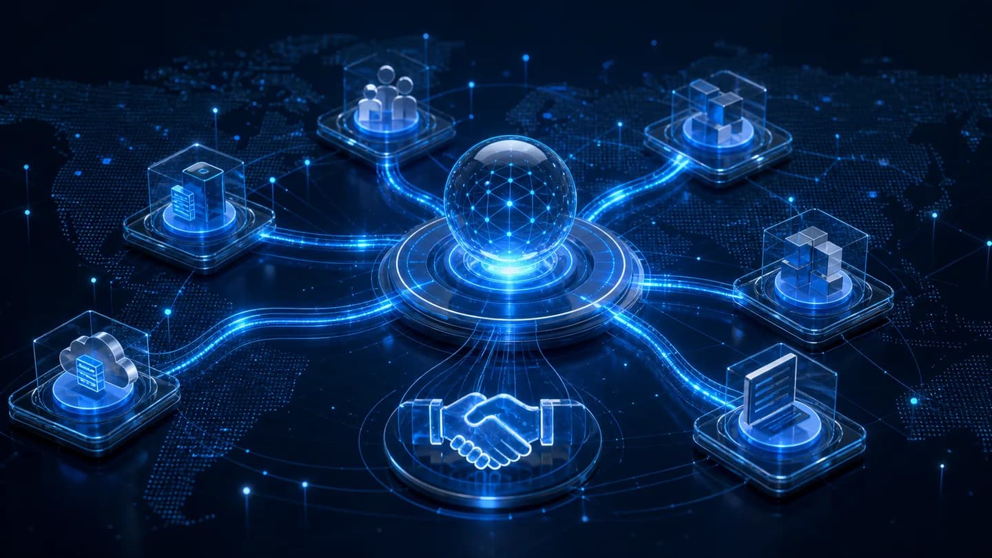 Connected partnership ecosystem hubs around a shared digital value platform